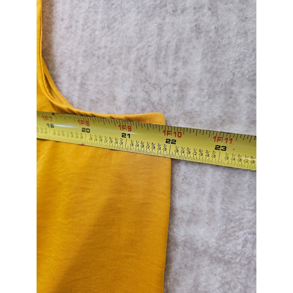 Alfani Womens Sleeveless V-Neck Blouse Mustard Yellow Soft Satin Top XL - Picture 6 of 8